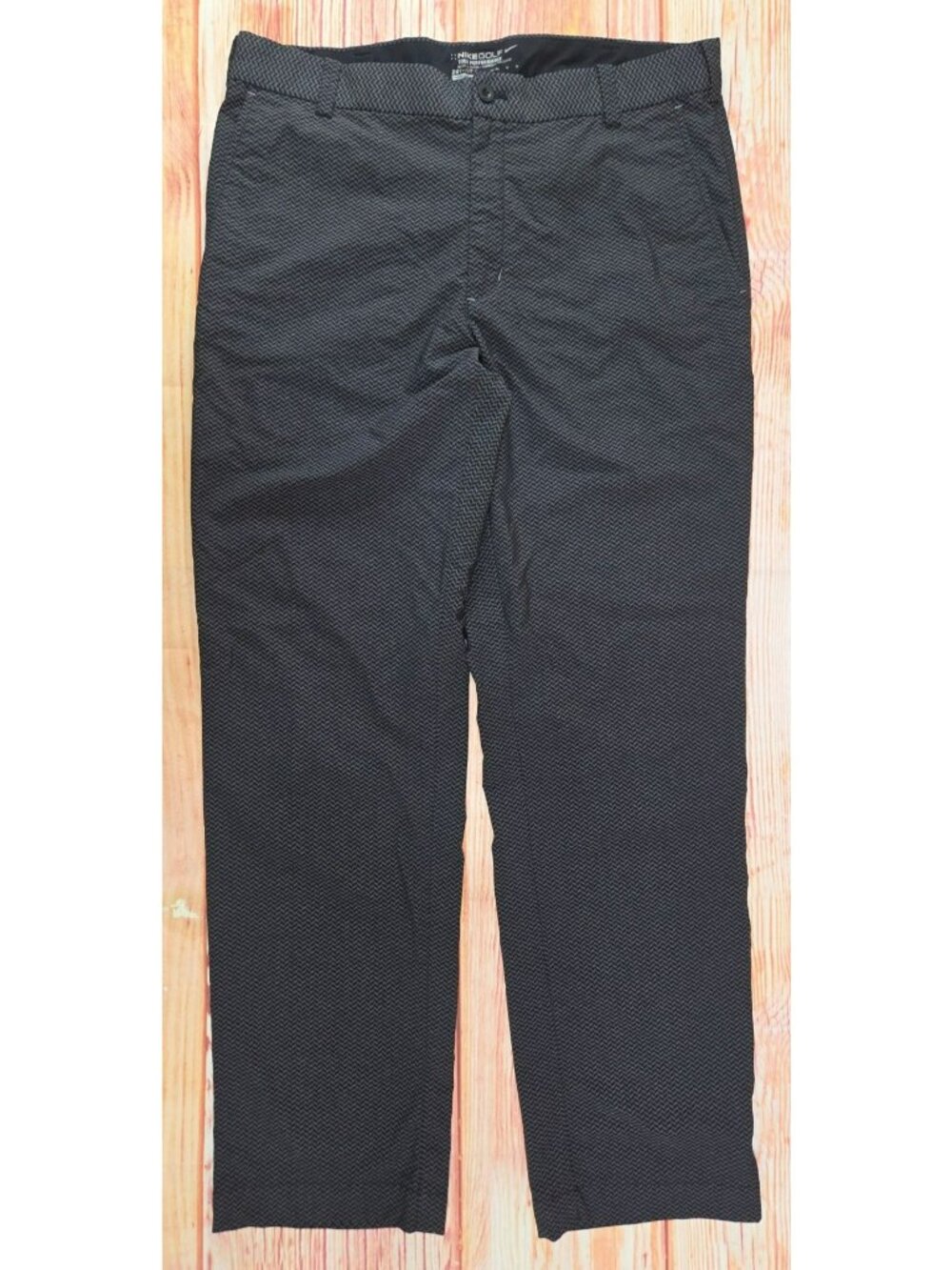 Nike Golf Tour Performance Dri-Fit Mens Pants 32x32 Black Gray Chevron Pattern